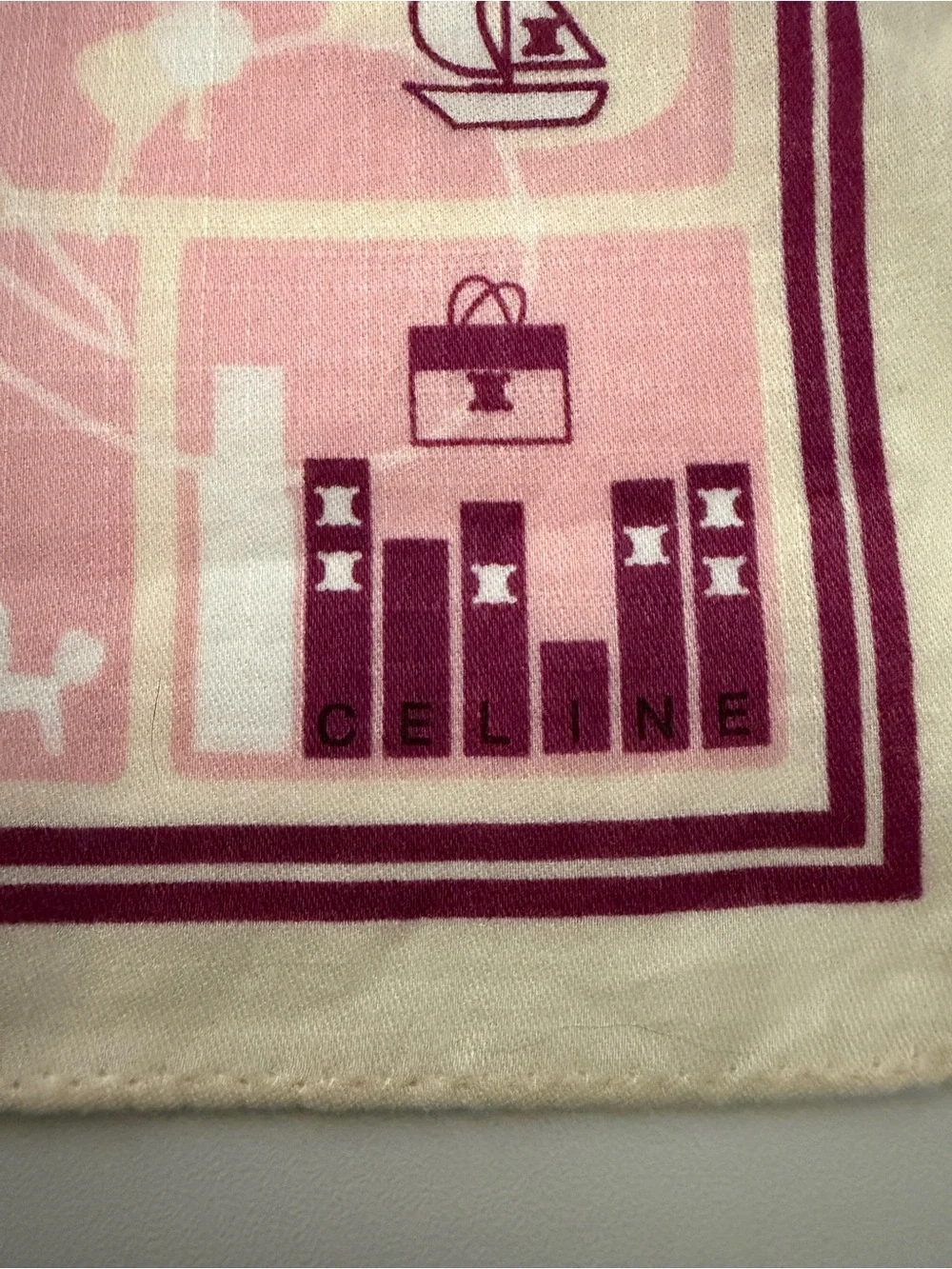 Vintage Celine Paris Cotton Scarf – Novelty “Shopping Street” Map Print